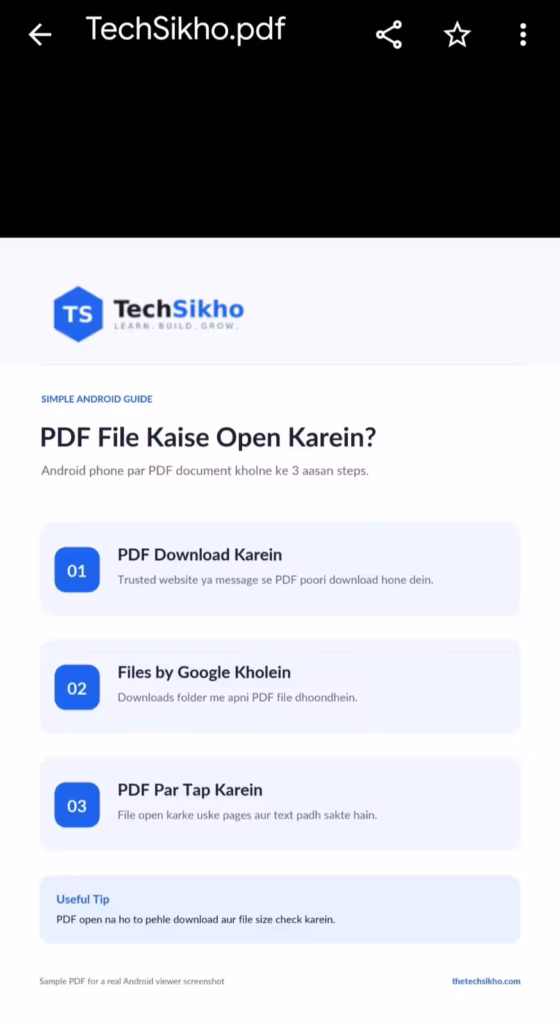 Android phone me Files by Google se PDF file open karne ka screenshot