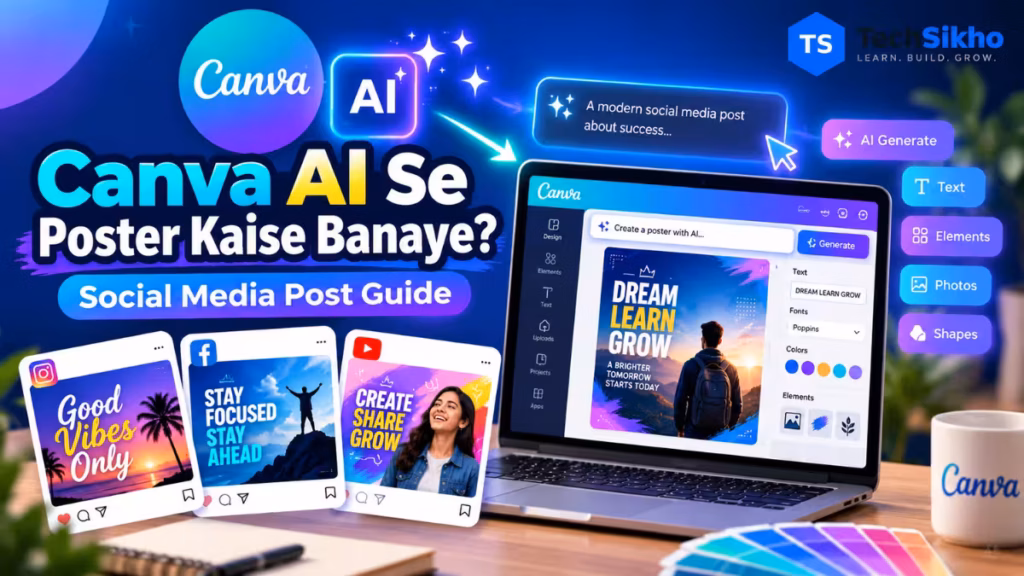 Canva AI se poster aur social media post kaise banaye - Canva editor aur design examples