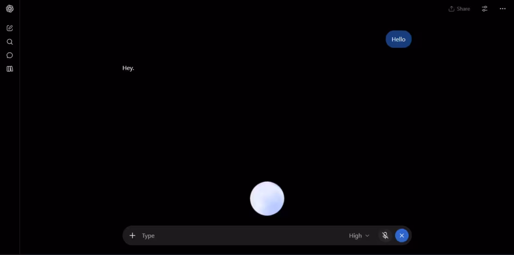 Windows 11 laptop par ChatGPT Voice Chat conversation aur microphone mute aur end controls