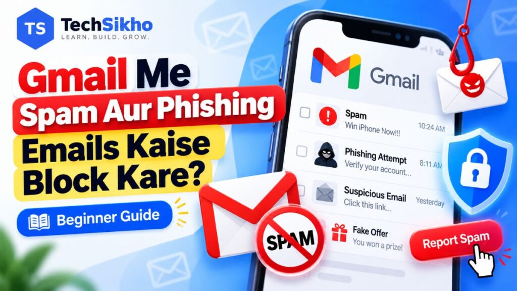 Gmail me spam aur phishing emails kaise block kare beginner safety guide