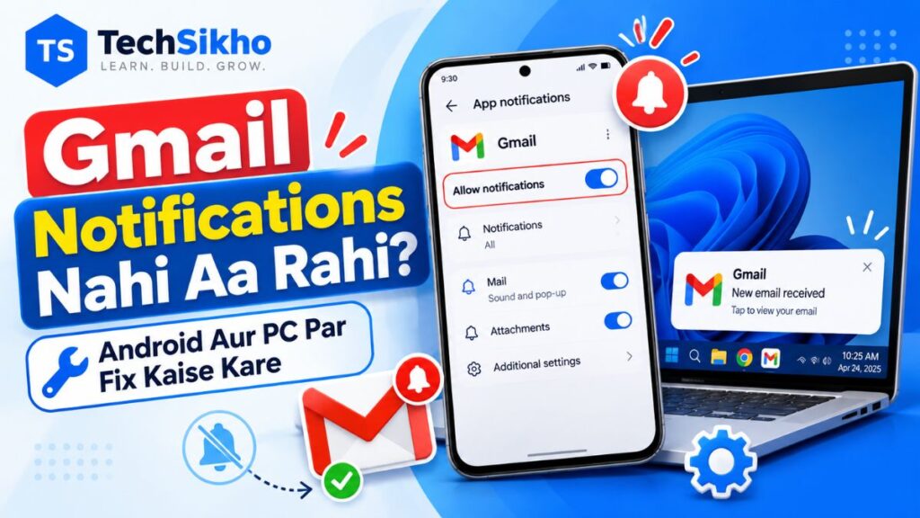 Gmail notifications nahi aa rahi Android aur PC par fix kaise kare step by step guide