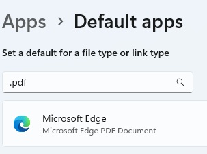 Windows 11 me PDF file ke liye default app settings