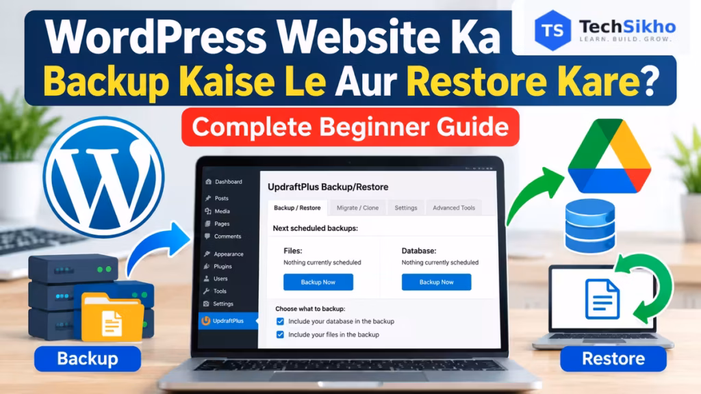 WordPress Website Ka Backup Kaise Le Aur Restore Kare UpdraftPlus Aur Google Drive Guide